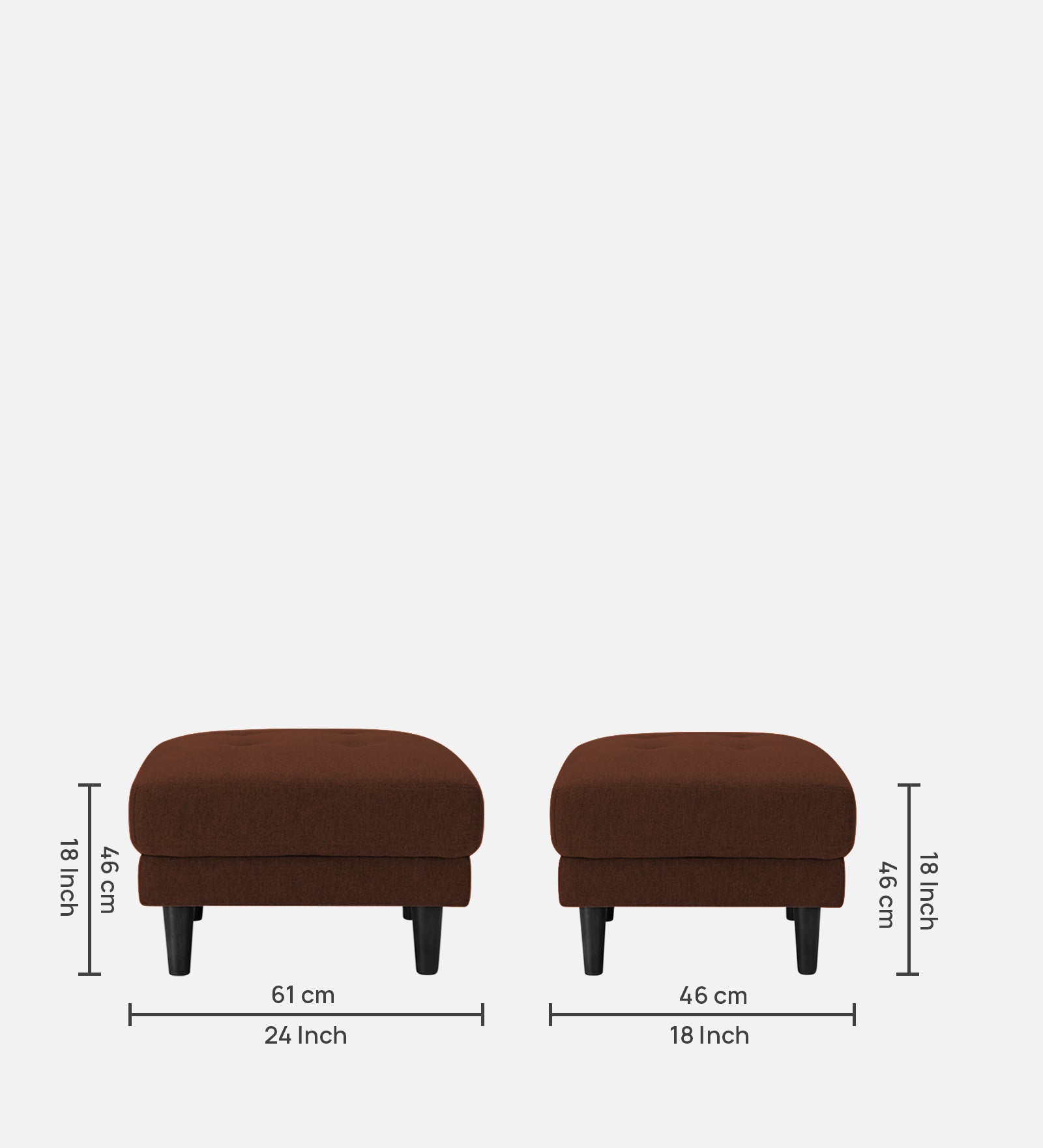 Marq Fabric Ottoman In Coffee Brown Colour