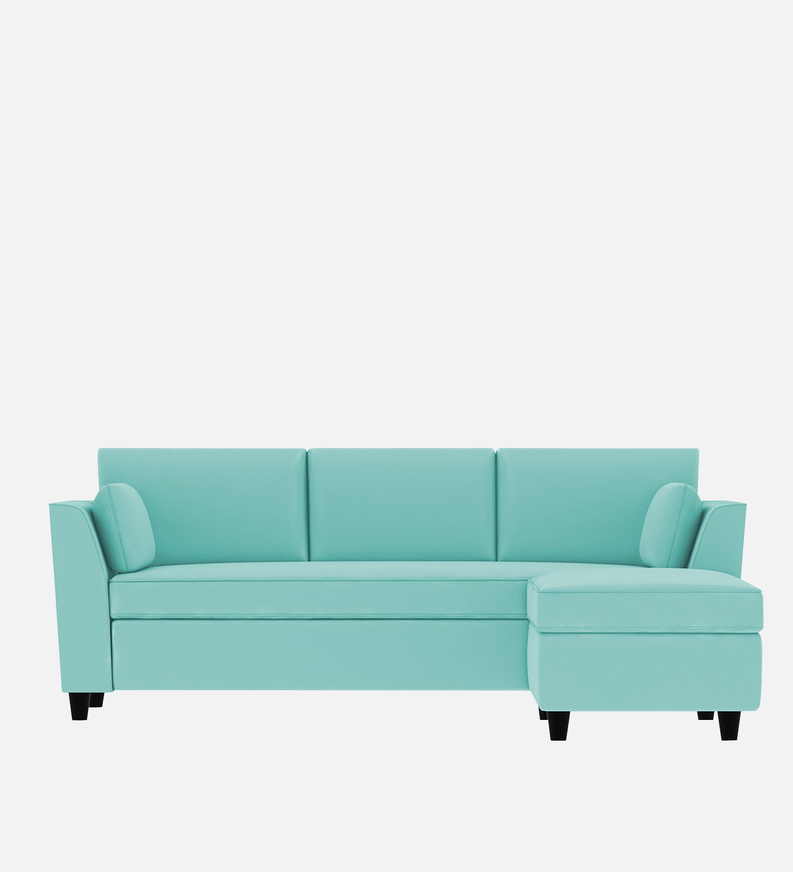 Bristo Velvet LHS Sectional Sofa 3 Seater + Ottoman in Barmunda Aqua Colour