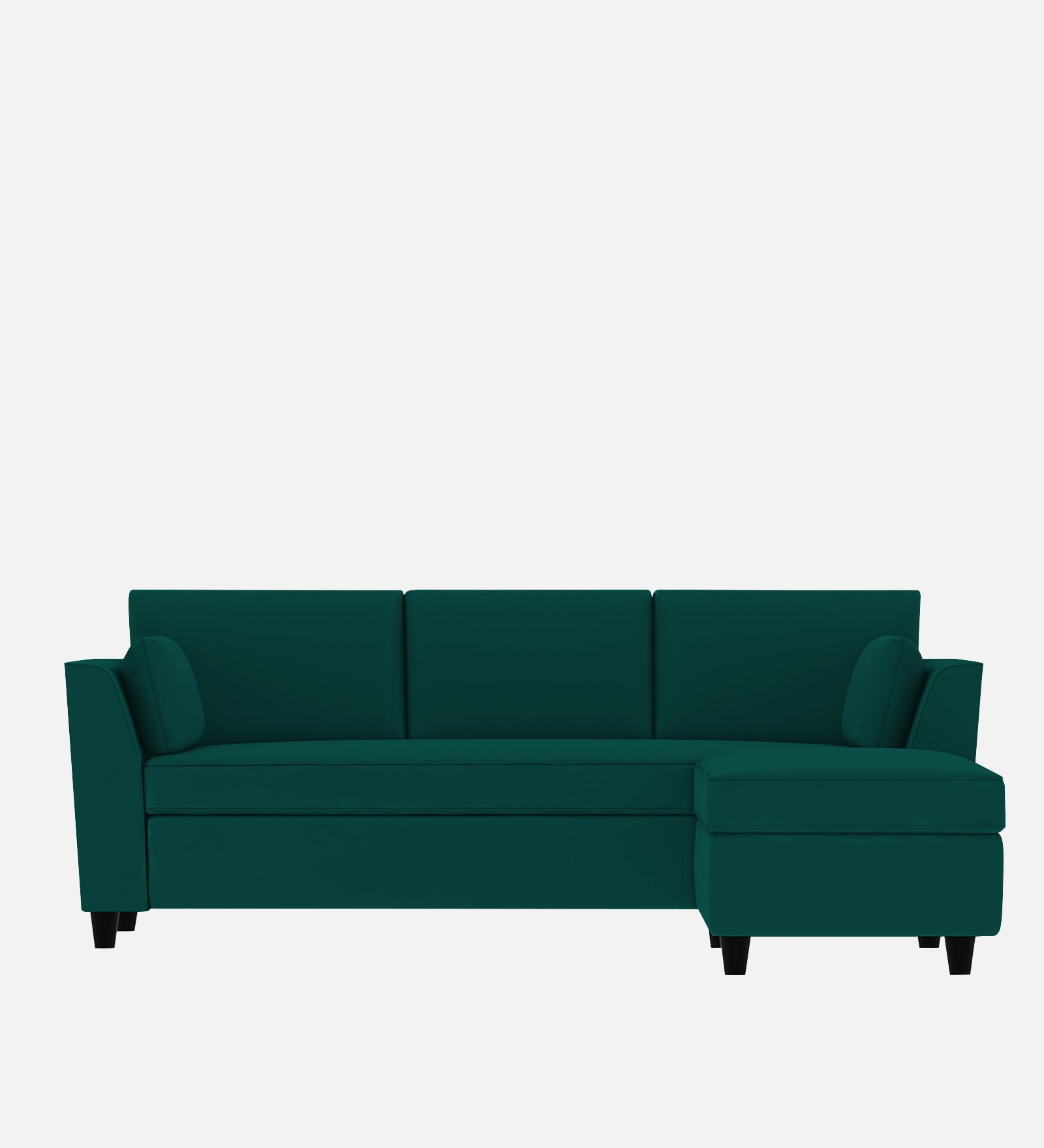 Bristo Velvet LHS Sectional Sofa 3 Seater + Ottoman  in Forest Green Colour