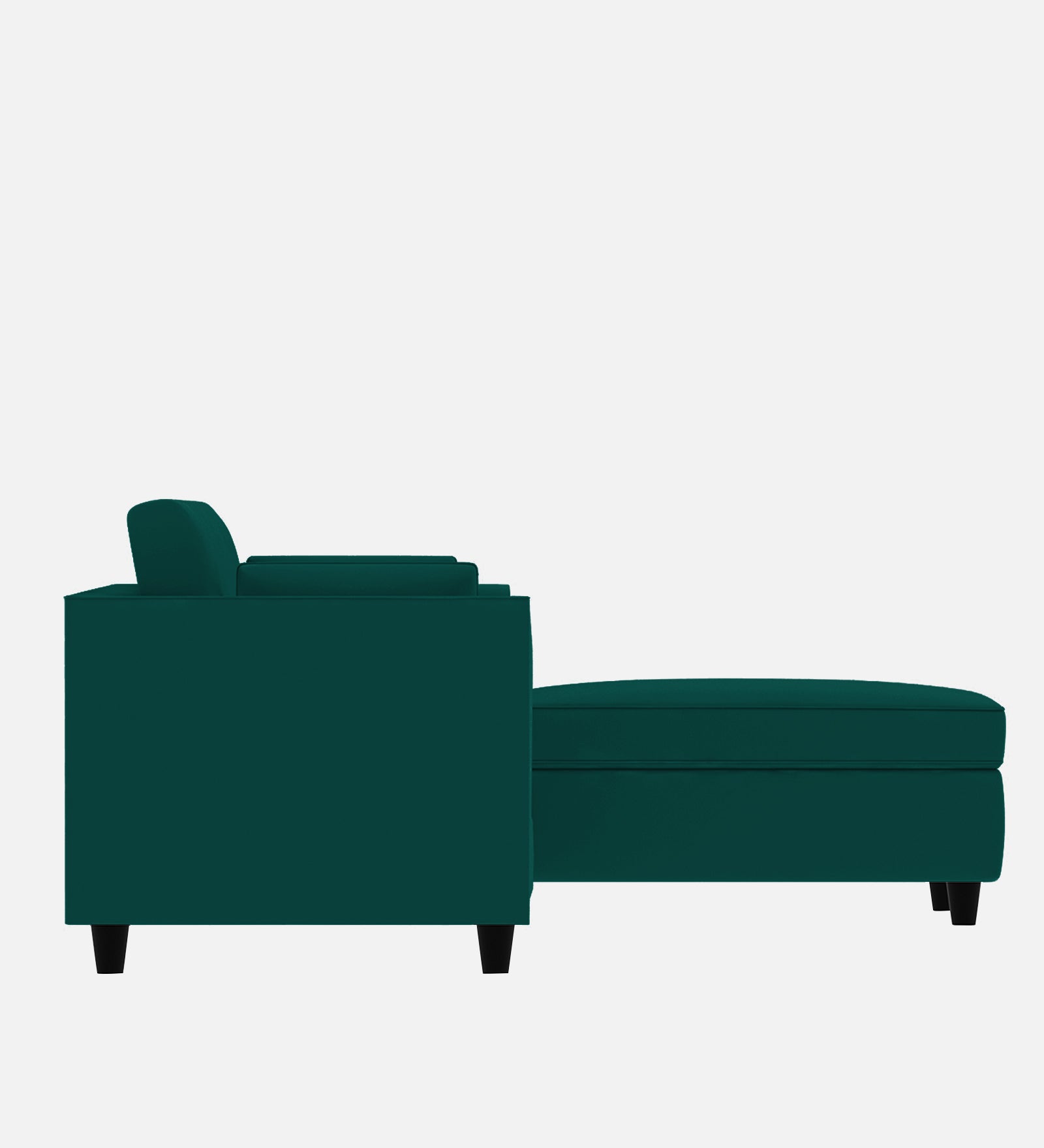 Bristo Velvet LHS Sectional Sofa 3 Seater + Ottoman  in Forest Green Colour