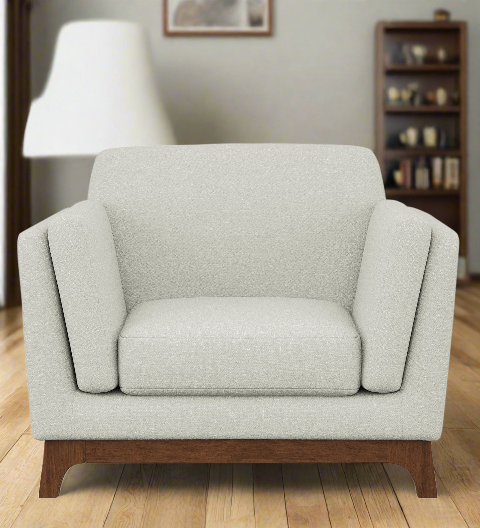 Candy Fabric 1 Seater Sofa In Pearl White Colour
