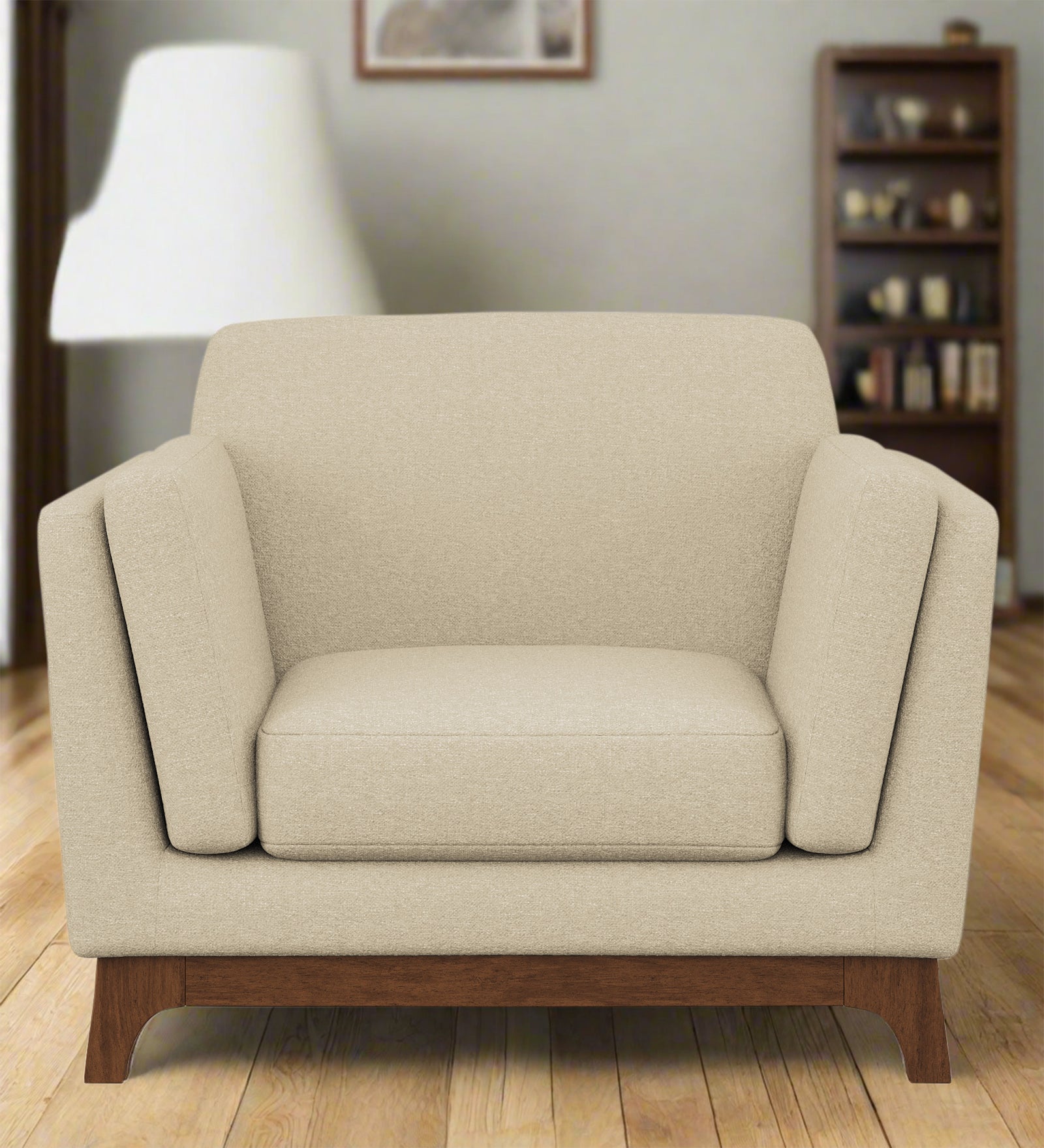 Candy Fabric 1 Seater Sofa In Cotton Beige Colour