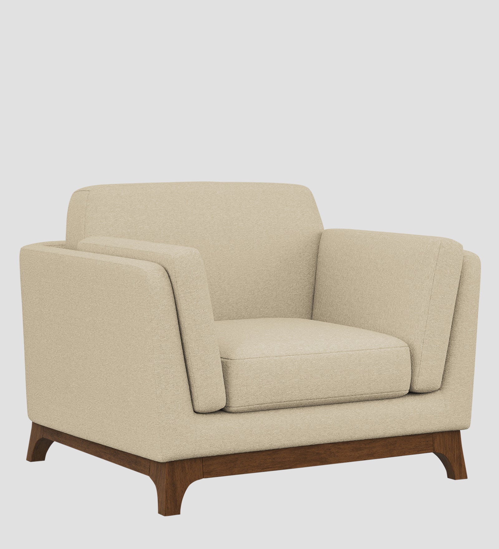 Candy Fabric 1 Seater Sofa In Cotton Beige Colour