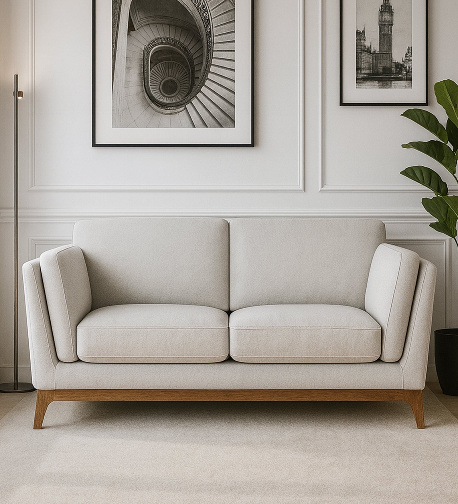 Candy Fabric 2 Seater Sofa In Pearl White Colour
