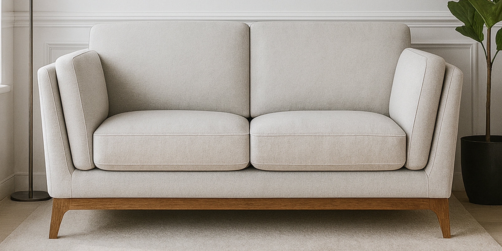 Candy Fabric 2 Seater Sofa In Pearl White Colour