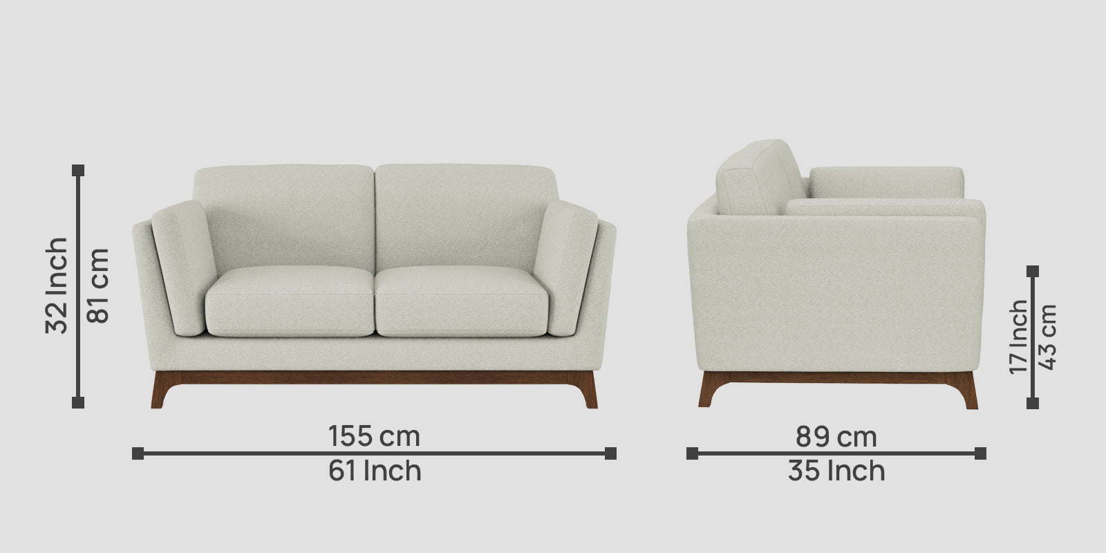 Candy Fabric 2 Seater Sofa In Pearl White Colour