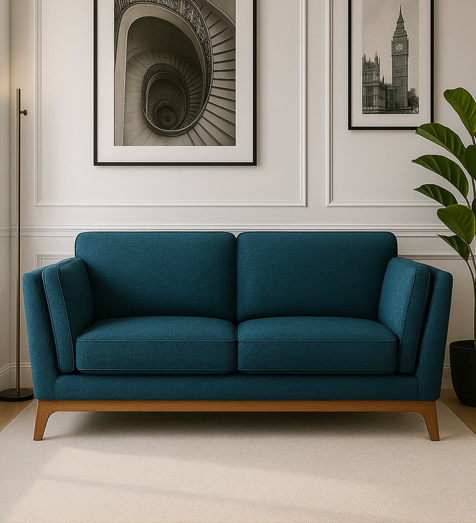 Candy Fabric 2 Seater Sofa In Sea Blue Colour