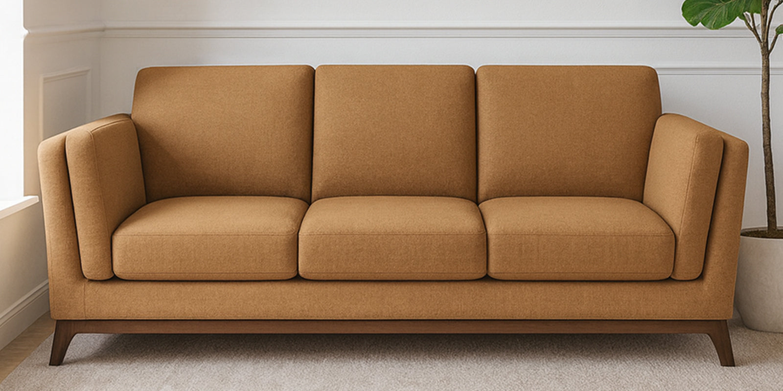 Candy Fabric 3 Seater Sofa In Copper Brown Colour
