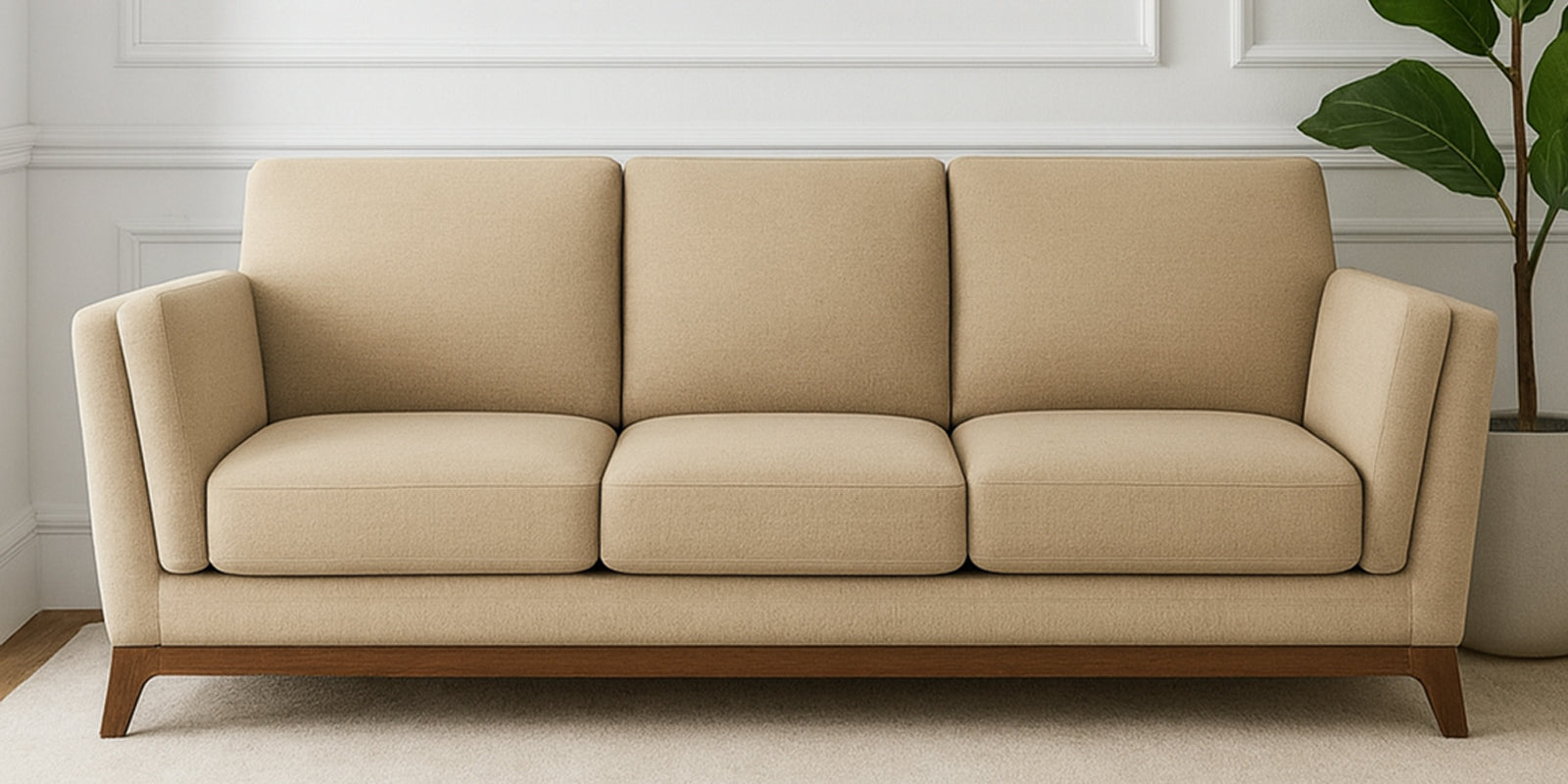 Candy Fabric 3 Seater Sofa In Cotton Beige Colour