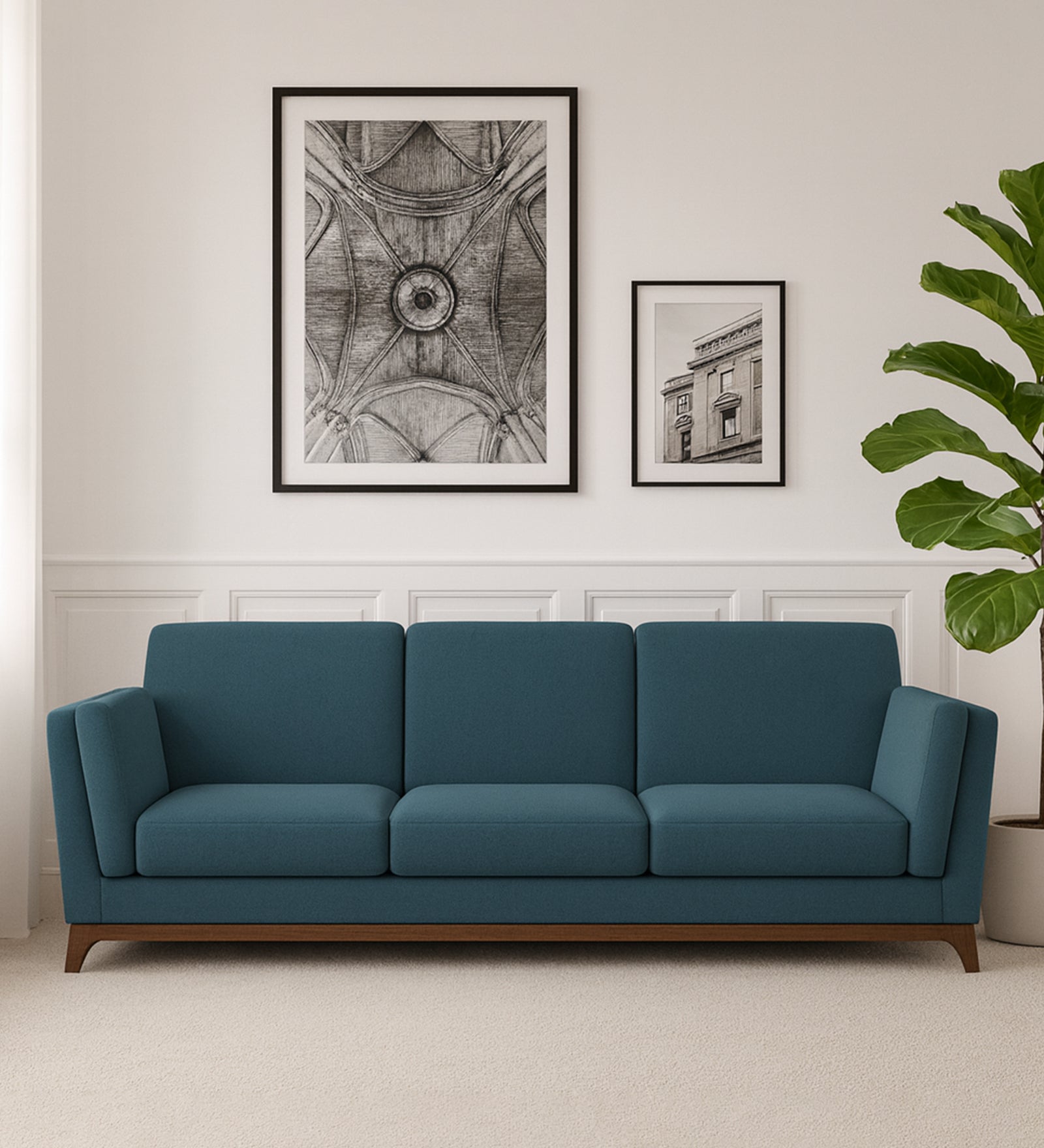 Candy Fabric 3 Seater Sofa In Sea Blue Colour