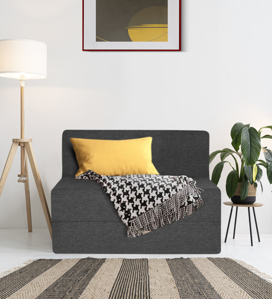 Fleepy  1 Seater Foldable  Bed Fabric Sofa - Charcoal Grey by Febonic Living