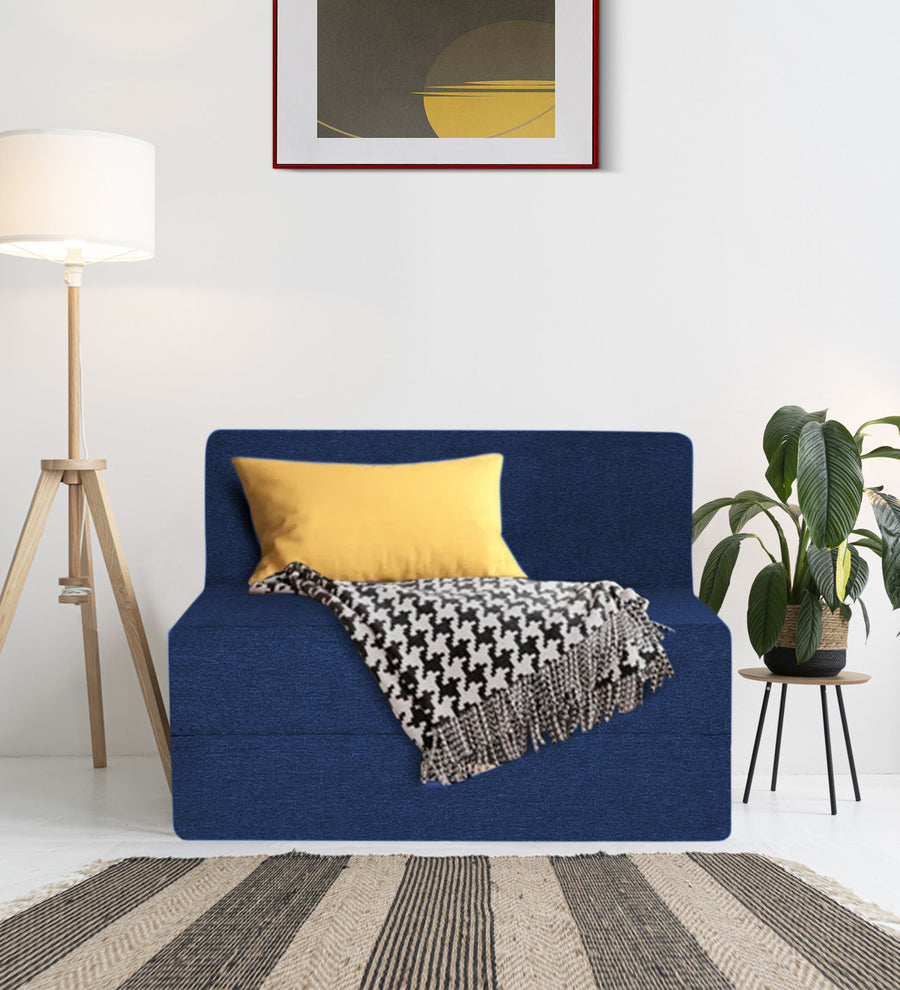 Fleepy  1 Seater Foldable  Cum Bed Fabric Sofa - Royal Blue by Febonic Living