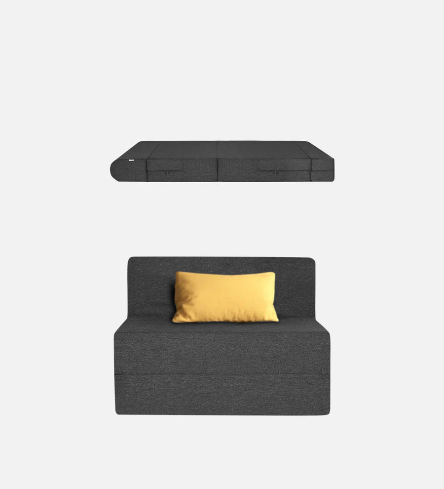 Fleepy Fabric 1 Seater Foldable Sofa Bed In Charcoal Grey Colour - Febonic Living
