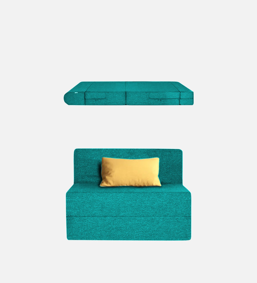 Fleepy Fabric 1 Seater Foldable Sofa Cum Bed In Sea Green Colour - Febonic Living