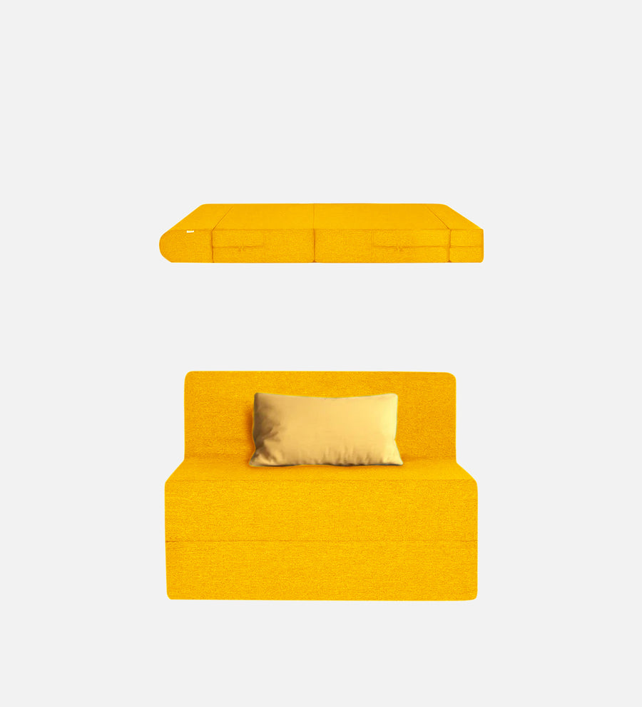 Fleepy Fabric 1 Seater Foldable Sofa Cum Bed In Bold Yellow Colour - Febonic Living
