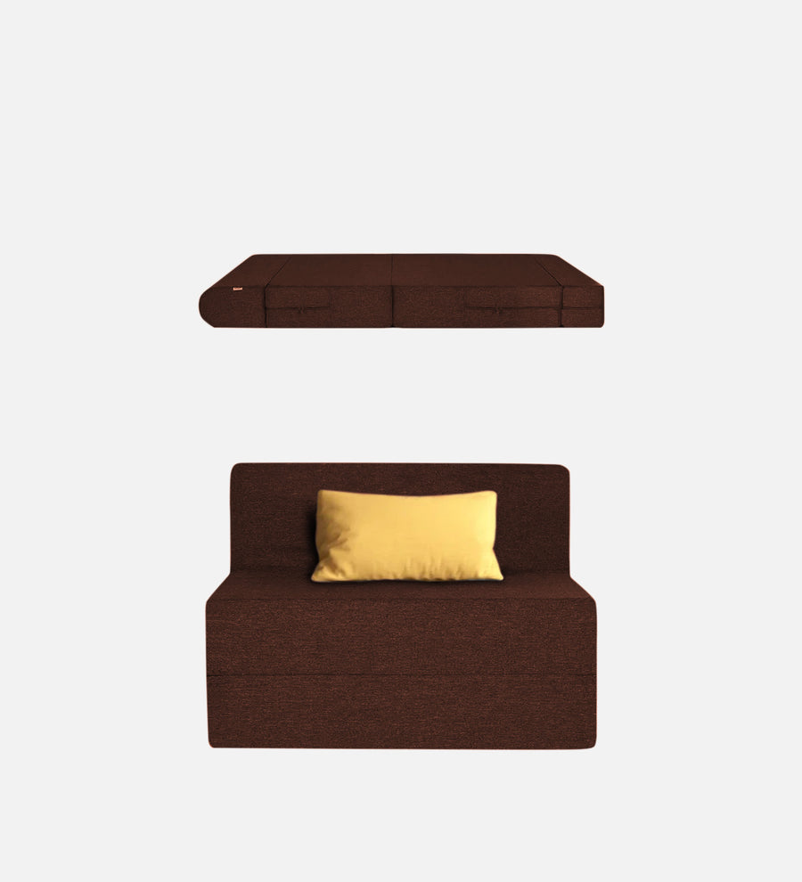 Fleepy Fabric 1 Seater Foldable Sofa Cum Bed In Coffee Brown Colour - Febonic Living