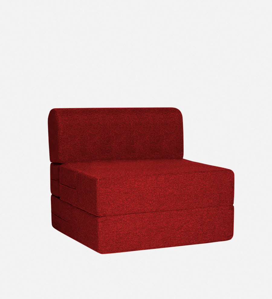 Fleepy Fabric 1 Seater Foldable Sofa Cum Bed In Blood Maroon Colour - Febonic Living