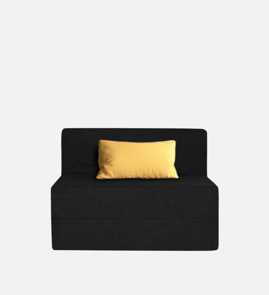 Fleepy Fabric 1 Seater Foldable Sofa Cum Bed In Zed Black Colour - Febonic Living