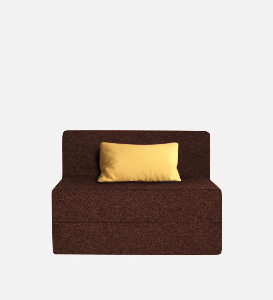 Fleepy Fabric 1 Seater Foldable Sofa Cum Bed In Coffee Brown Colour - Febonic Living