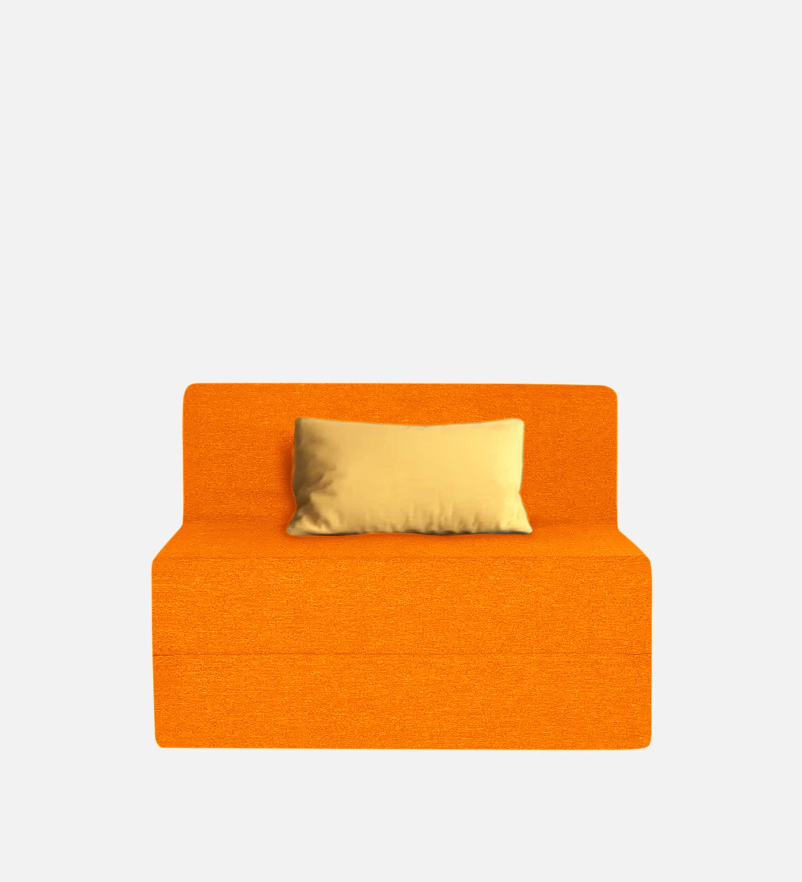 Fleepy Fabric 1 Seater Futon Sofa Cum Bed in Vivid Orange Colour