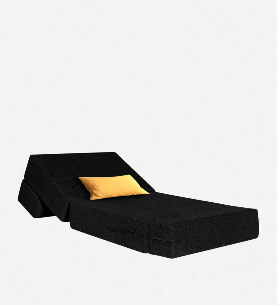 Fleepy Fabric 1 Seater Foldable Sofa Cum Bed In Zed Black Colour - Febonic Living