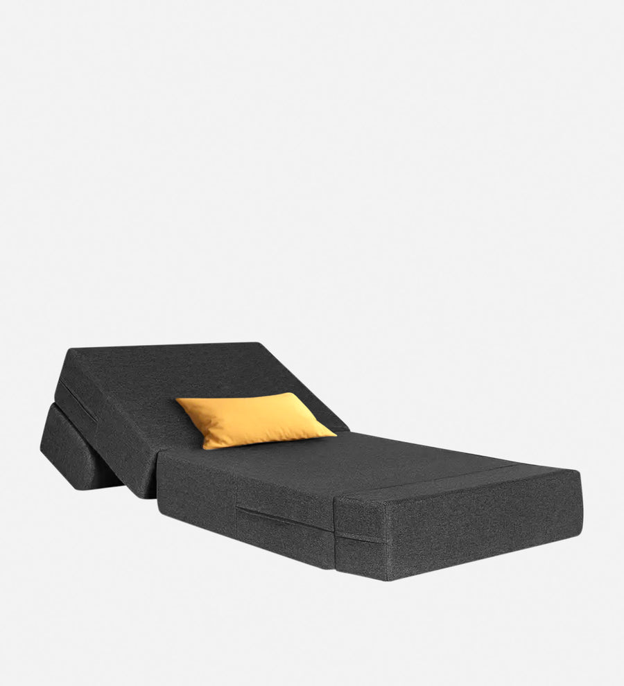 Fleepy Fabric 1 Seater Foldable Sofa Bed In Charcoal Grey Colour - Febonic Living