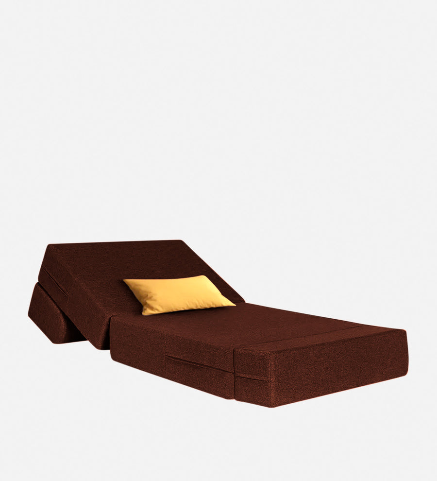 Fleepy Fabric 1 Seater Foldable Sofa Cum Bed In Coffee Brown Colour - Febonic Living