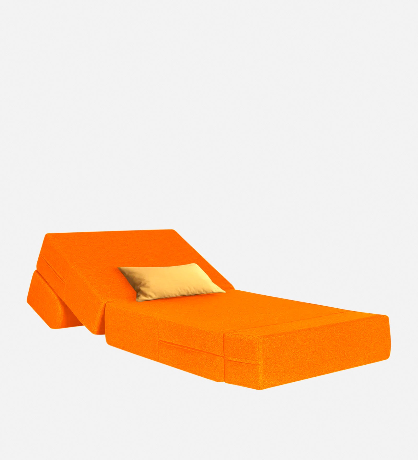 Fleepy Fabric 1 Seater Futon Sofa Cum Bed in Vivid Orange Colour