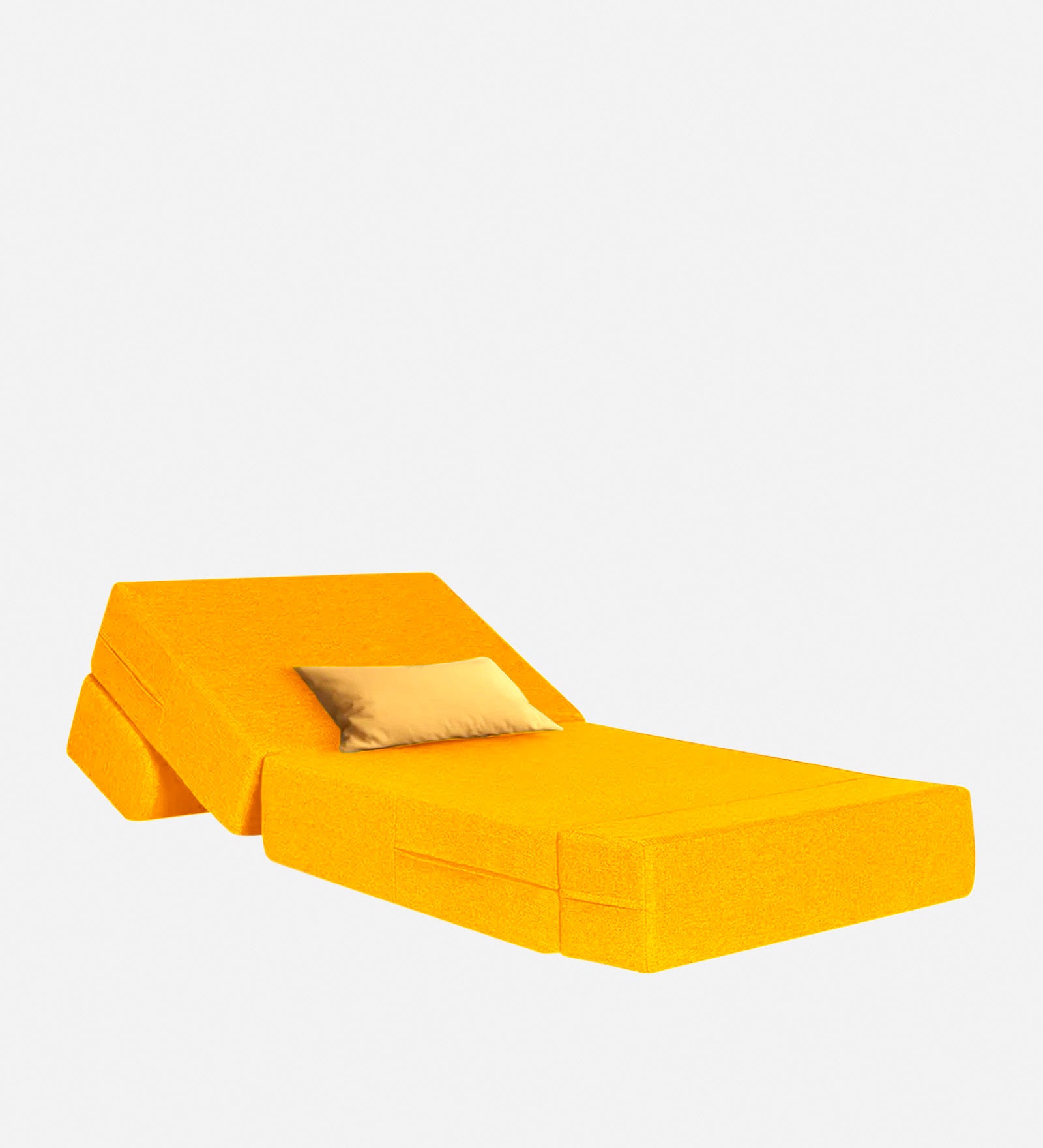 Fleepy Fabric 1 Seater Futon Sofa Cum Bed in Bold Yellow Colour