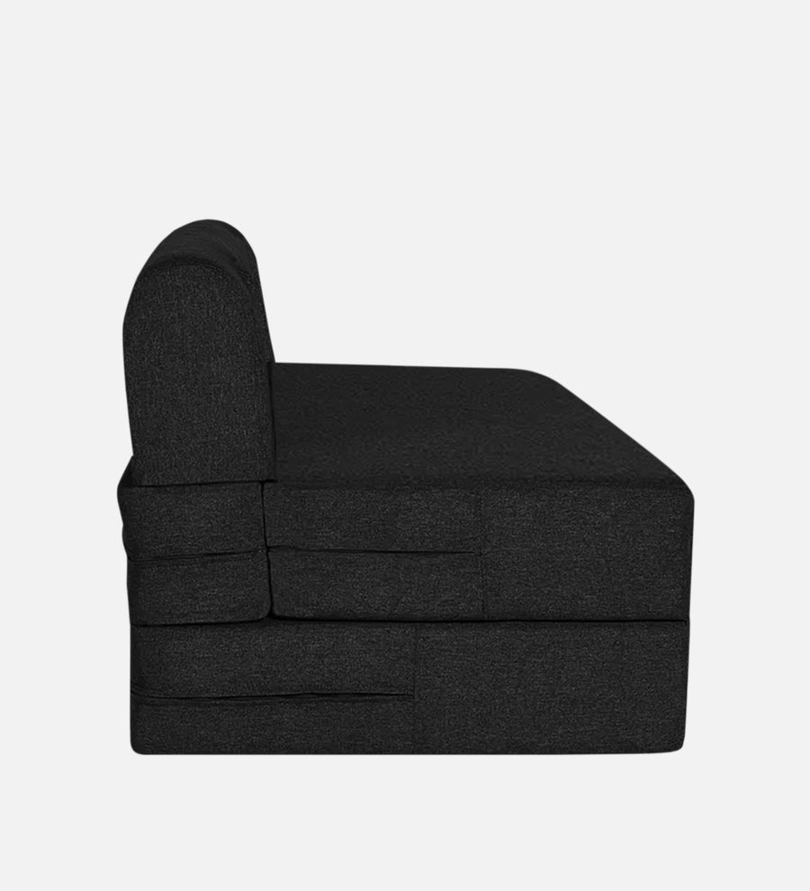 Fleepy Fabric 1 Seater Foldable Sofa Cum Bed In Zed Black Colour - Febonic Living