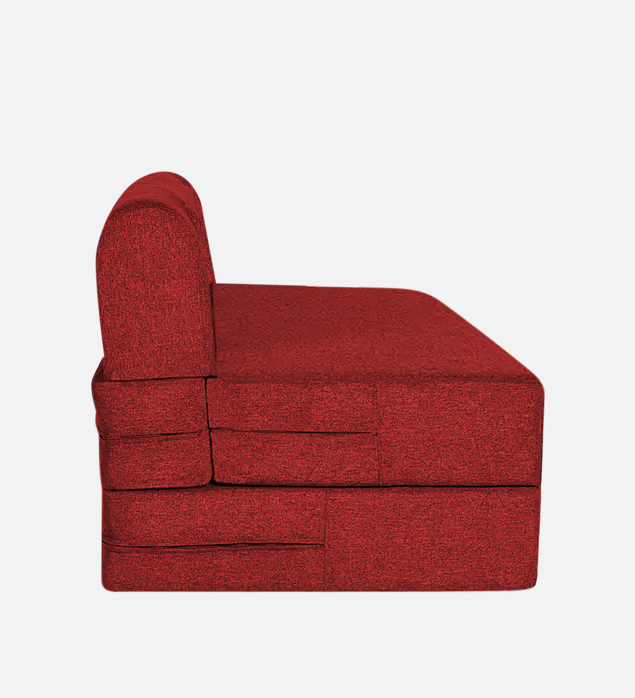 Fleepy Fabric 1 Seater Foldable Sofa Cum Bed In Blood Maroon Colour - Febonic Living