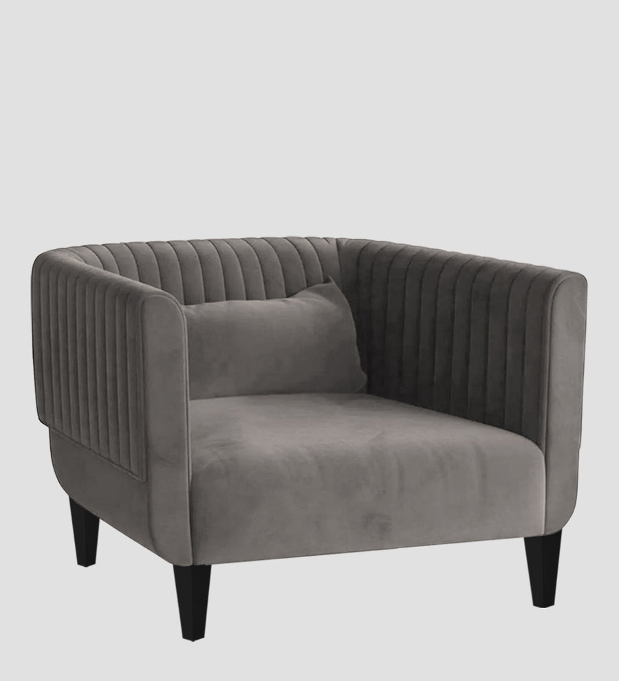 Jackson Waterproof Velvet 1 Seater Sofa In Neutral Grey Colour - Febonic Living