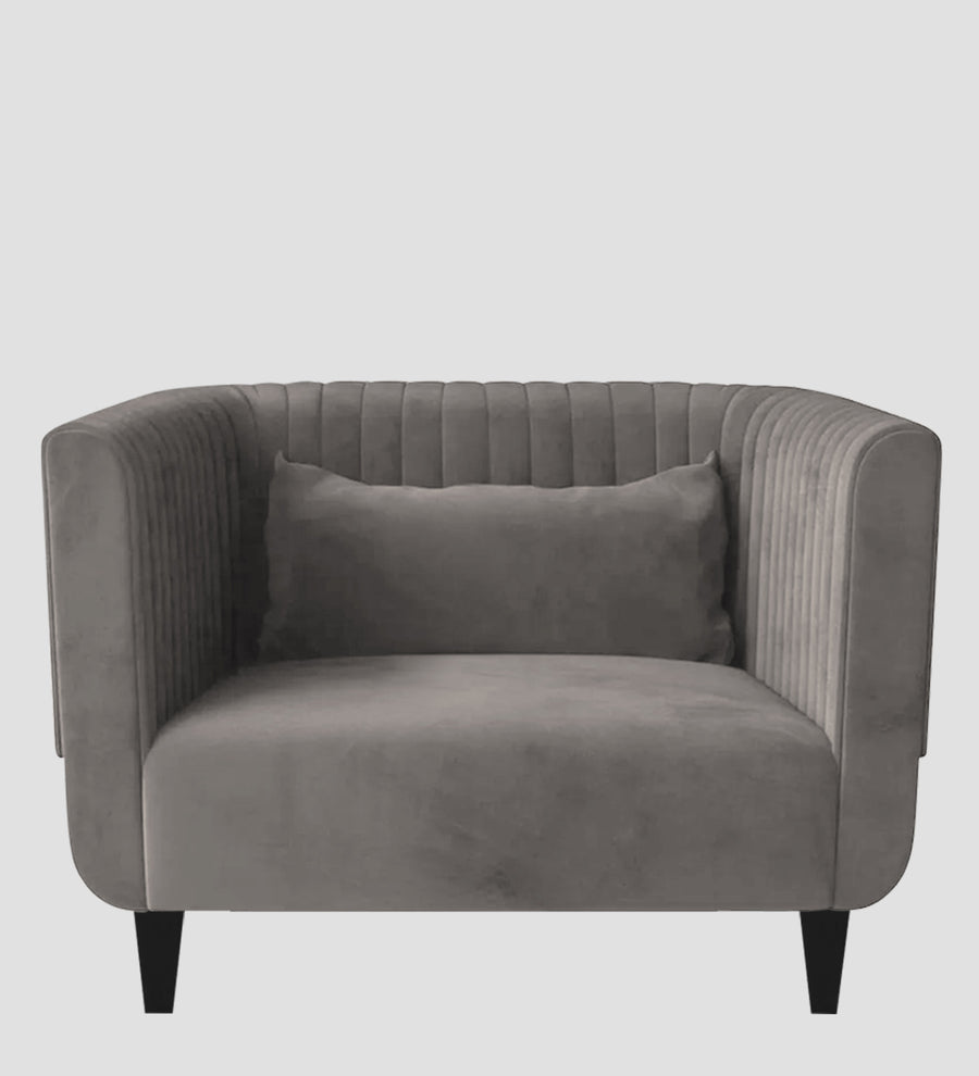 Jackson Waterproof Velvet 1 Seater Sofa In Neutral Grey Colour - Febonic Living