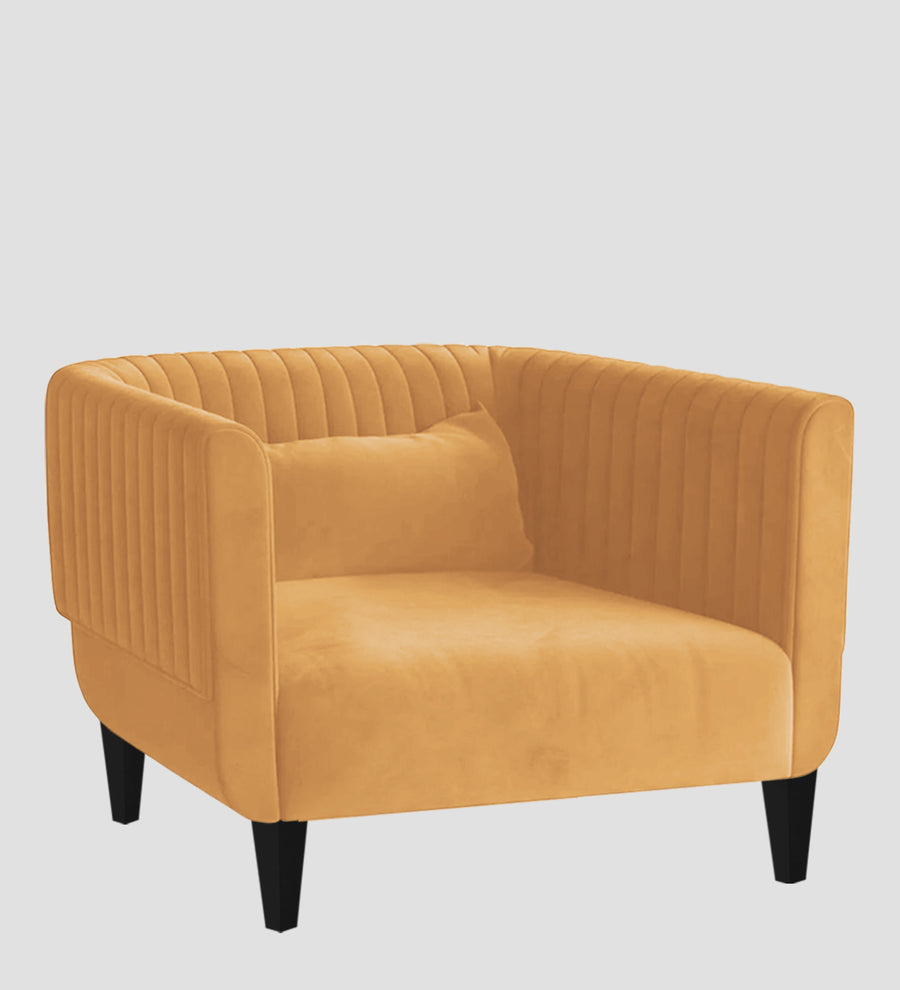 Jackson Waterproof Velvet 1 Seater Sofa In Marigold Yellow Colour - Febonic Living