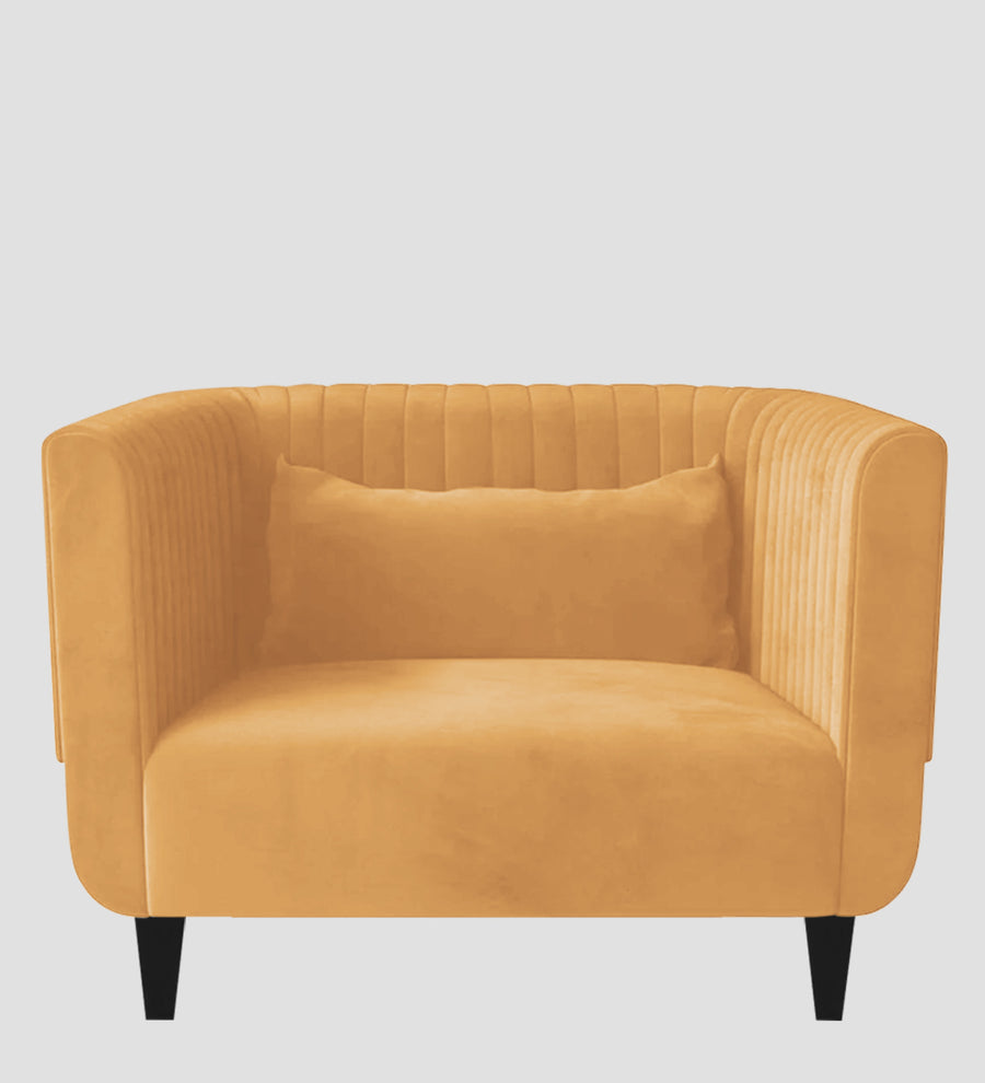 Jackson Waterproof Velvet 1 Seater Sofa In Marigold Yellow Colour - Febonic Living