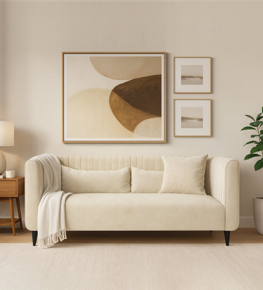Jackson Waterproof  2 Seater Velvet Sofa - Cashew Cream by Febonic Living