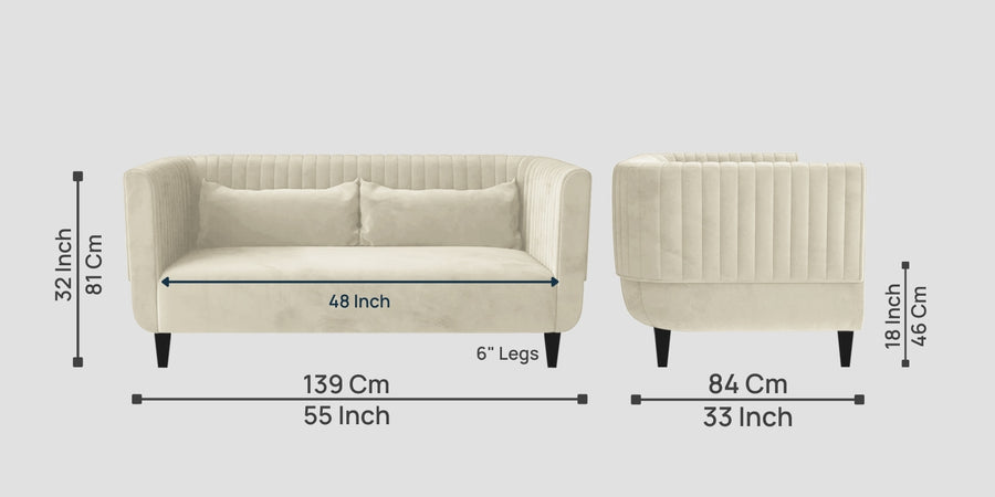 Jackson Waterproof Velvet 2 Seater Sofa In Cashew Cream Colour - Febonic Living