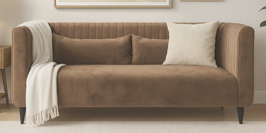 Jackson Waterproof Velvet 2 Seater Sofa In Dusty Beige Colour - Febonic Living