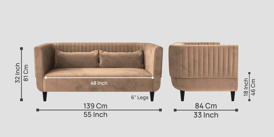 Jackson Waterproof Velvet 2 Seater Sofa In Dusty Beige Colour - Febonic Living