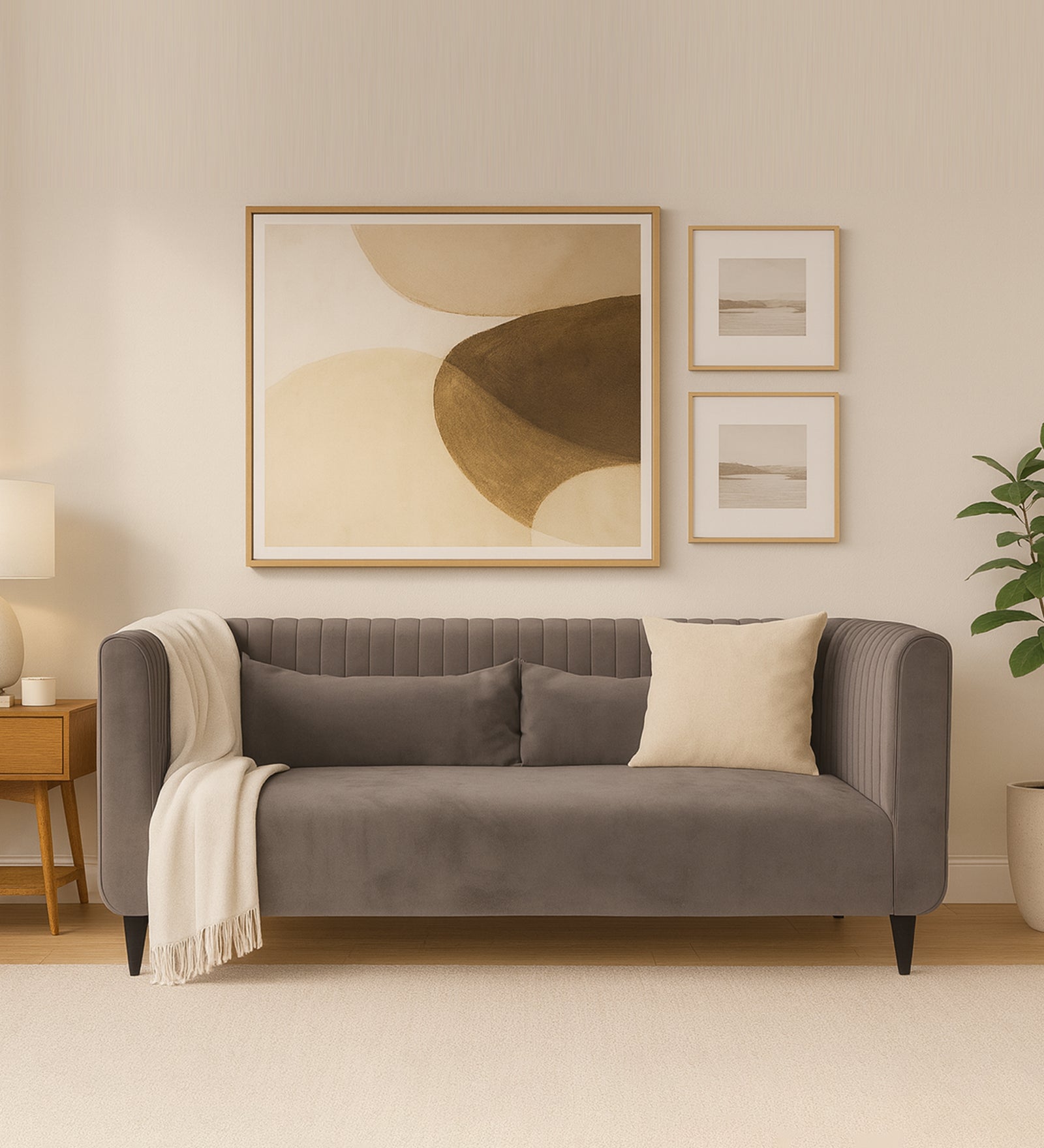Jackson Waterproof Velvet 2 Seater Sofa In Neutral Grey Colour