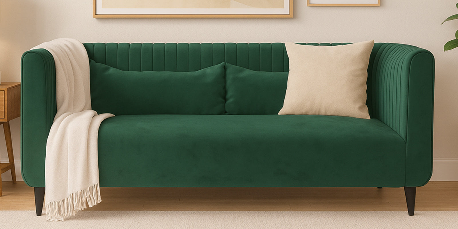 Jackson Waterproof Velvet 2 Seater Sofa In Emerald Green Colour