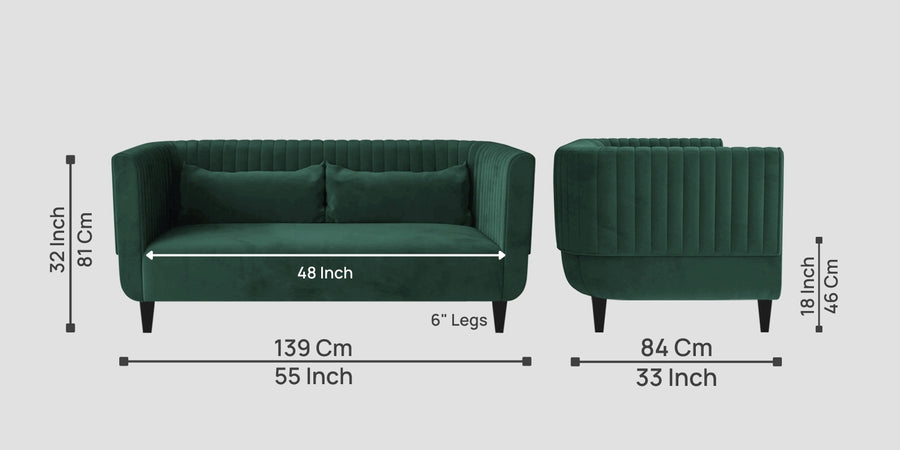 Jackson Waterproof Velvet 2 Seater Sofa In Emerald Green Colour - Febonic Living