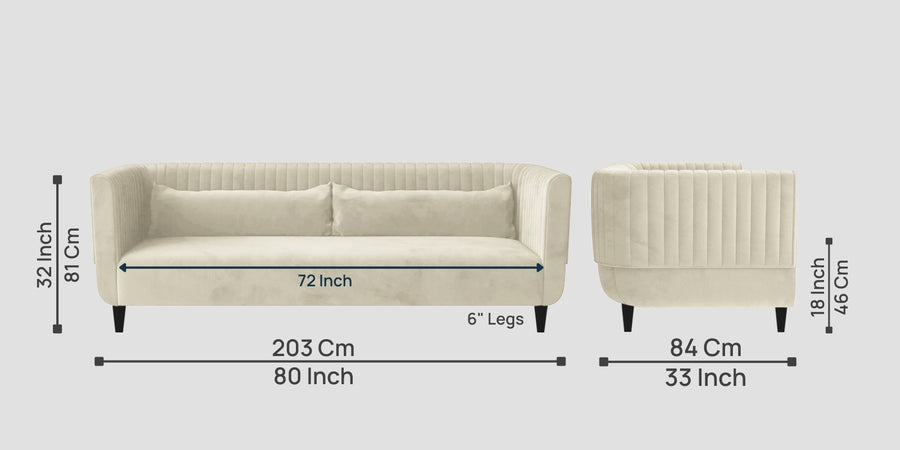 Jackson Waterproof Velvet 3 Seater Sofa In Cashew Cream Colour - Febonic Living