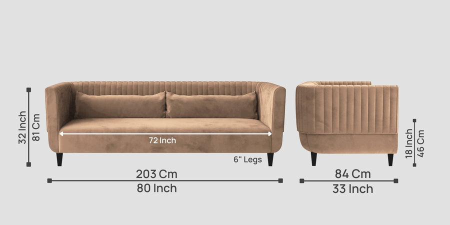 Jackson Waterproof Velvet 3 Seater Sofa In Dusty Beige Colour - Febonic Living