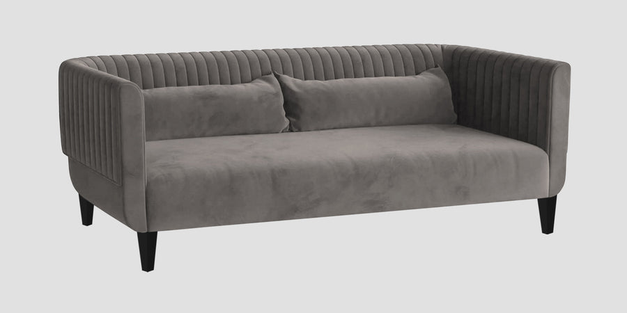 Jackson Waterproof Velvet 3 Seater Sofa In Neutral Grey Colour - Febonic Living