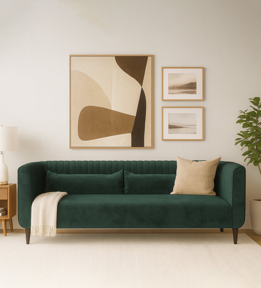 Jackson Waterproof 3 Seater Velvet Sofa - Emerald Green by Febonic Living