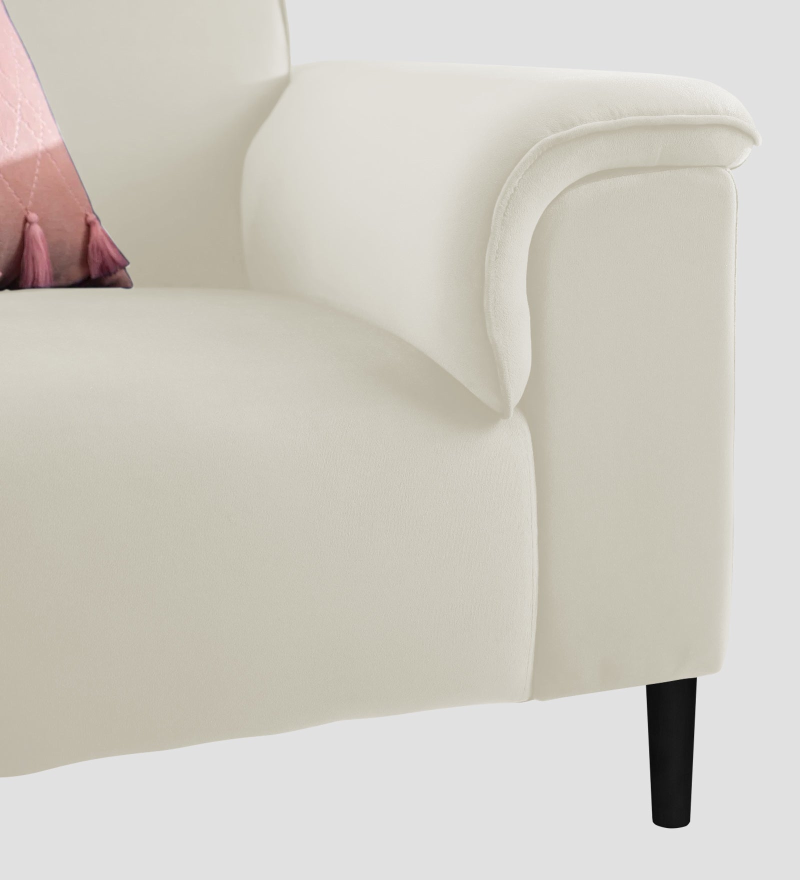 Ocean Velvet 1 Seater Sofa In Warm White Colour