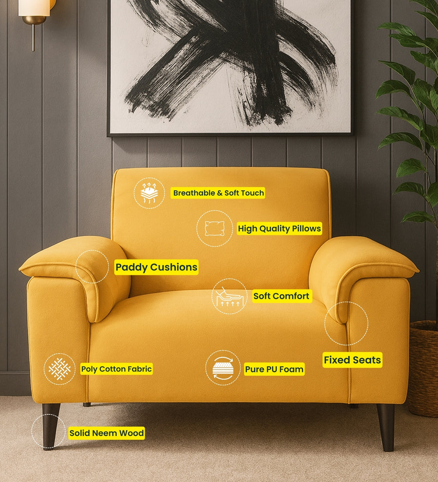 Ocean Velvet 1 Seater Sofa In Warm White Colour - Febonic Living