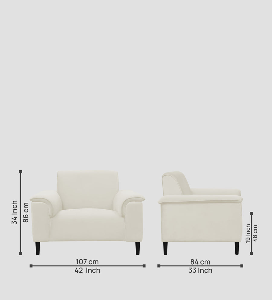 Ocean Velvet 1 Seater Sofa In Warm White Colour - Febonic Living