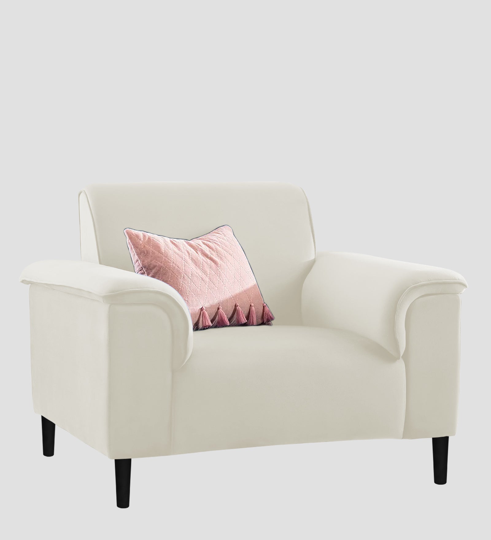 Ocean Velvet 1 Seater Sofa In Warm White Colour